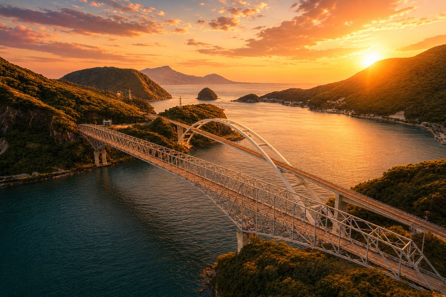 天草五橋の夕景