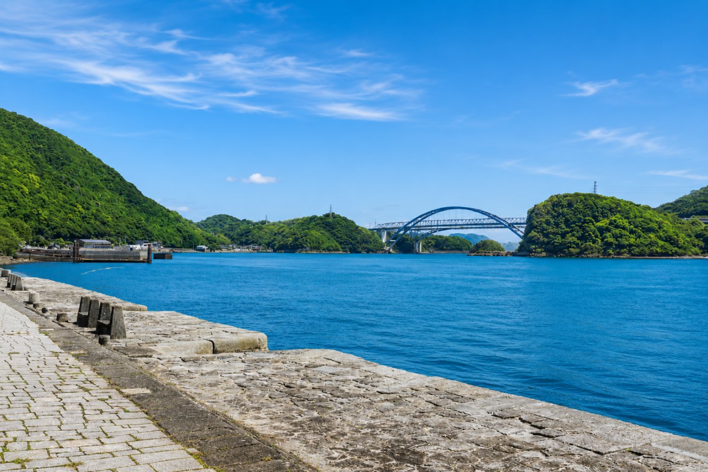 世界文化遺産 三角西港の石積み埠頭(石畳の護岸)